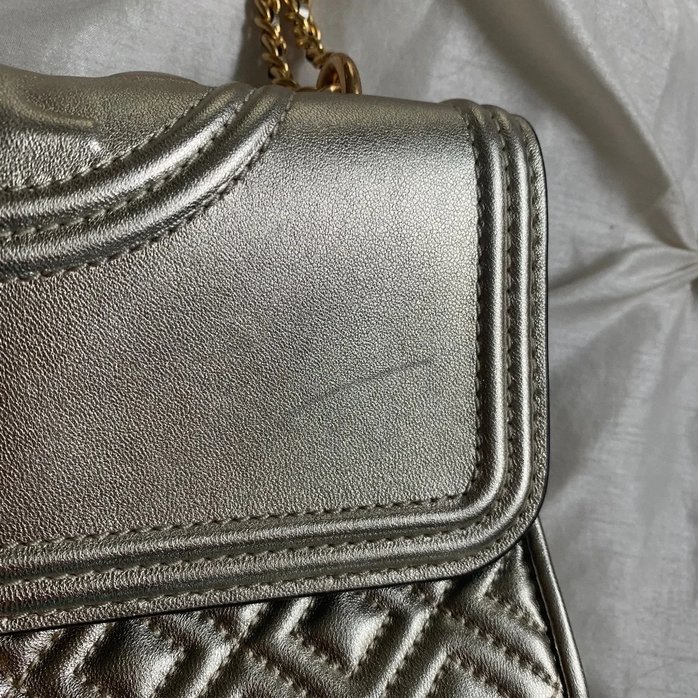 Tory Burch Gold Small Fleming Leather Handbag - Picture 6 of 13